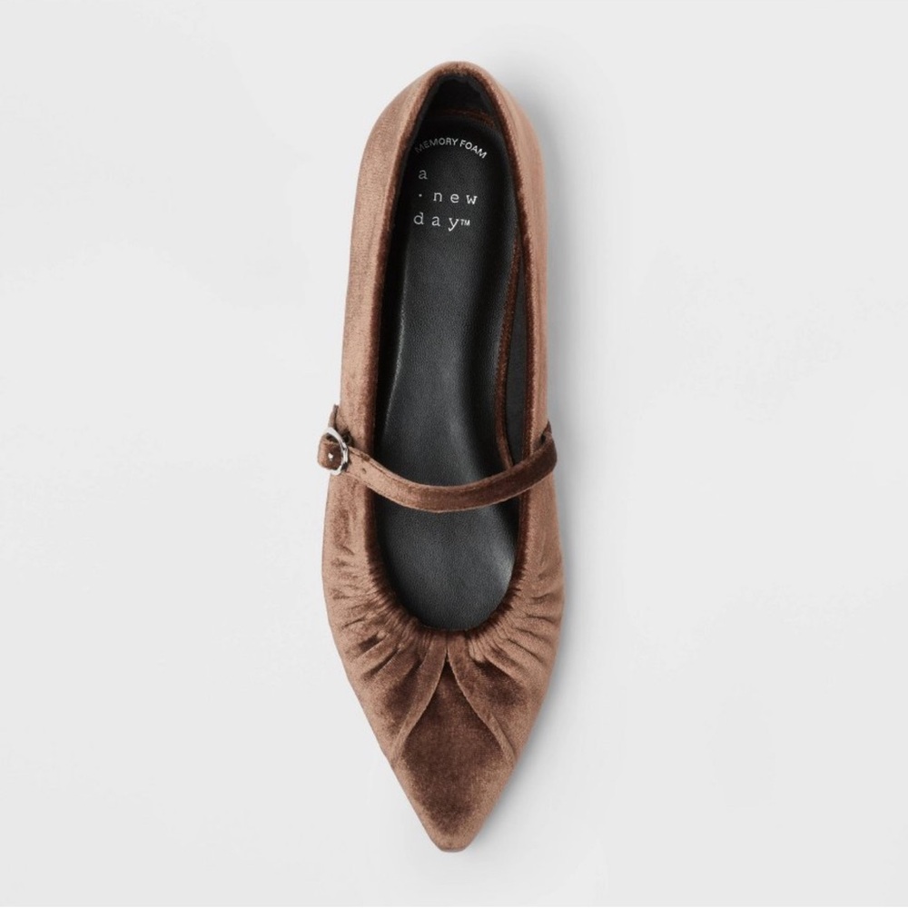 a new day Brown Suede “Gabriella” Mary Jane Flats